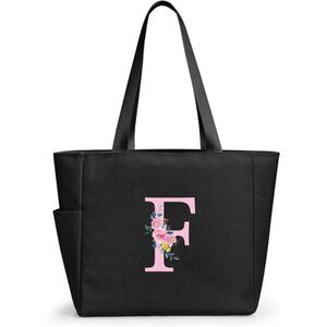 Personalized Beach Tote Bag Black-f